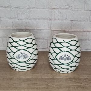 PatronTequila Tiki Agave Bee Hive Mugs - Green and White Limited Edition
